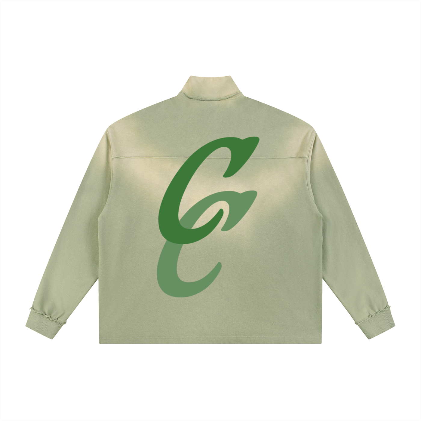 Chlorophyll Sun Fade Raw Edge Quarter-Zip