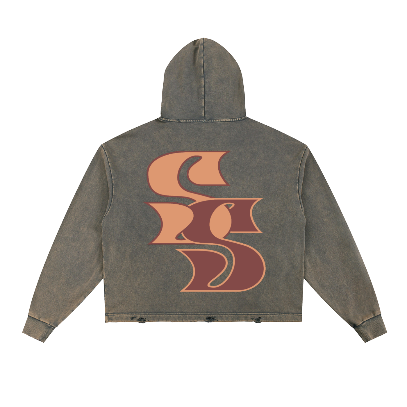 Vintage Washed Frayed-Hem Hoodie
