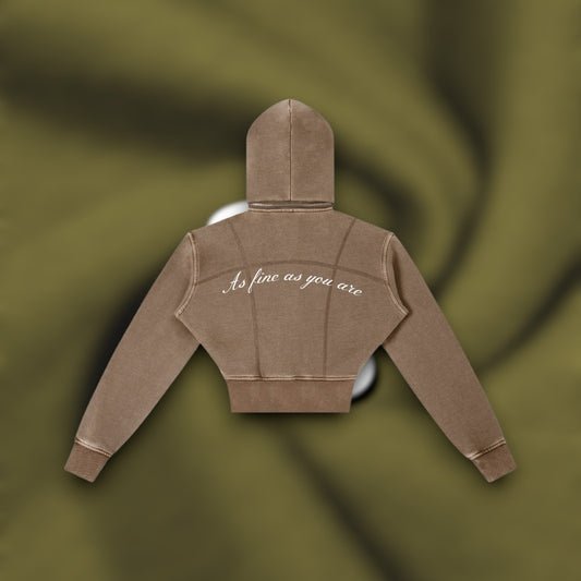 AFAYA Fine All Over Vintage Cropped Fleece Hoodie
