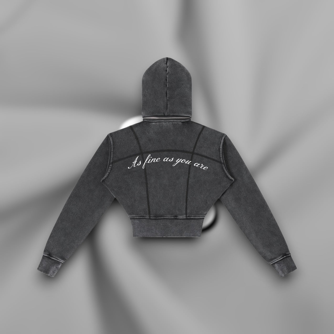 AFAYA Fine All Over Vintage Cropped Fleece Hoodie