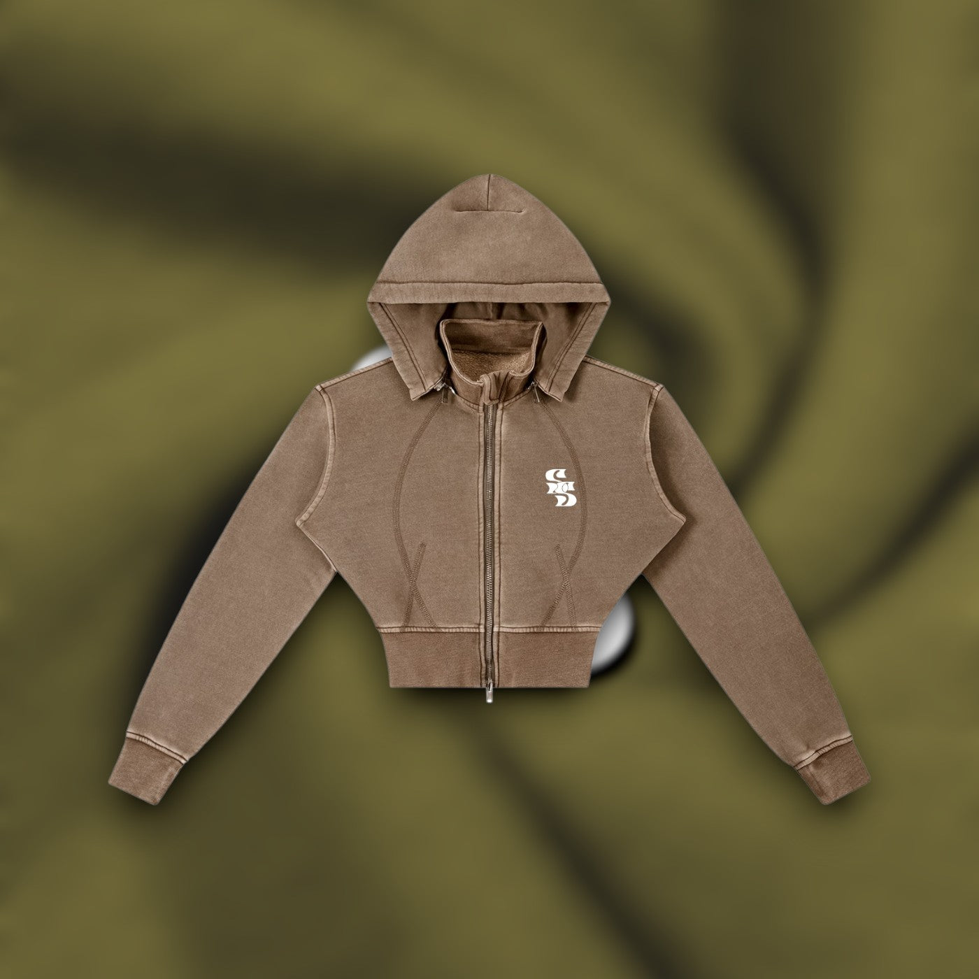 AFAYA Fine All Over Vintage Cropped Fleece Hoodie