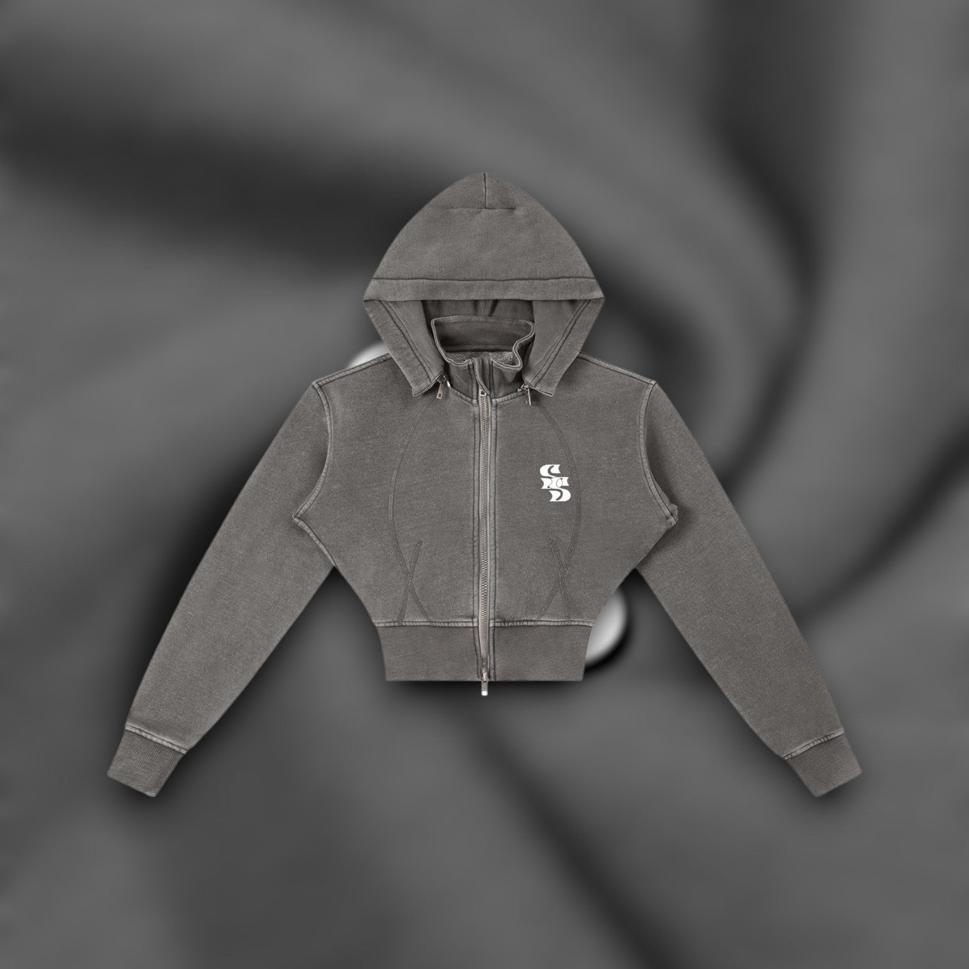 AFAYA Fine All Over Vintage Cropped Fleece Hoodie